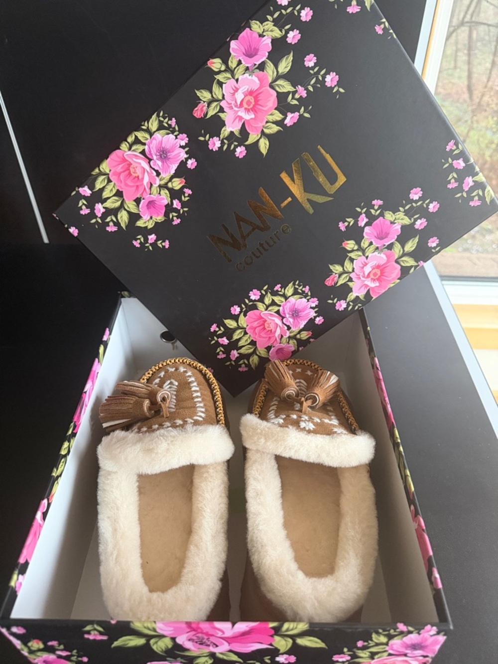 Free People Nan-Ku Women's Tan Shearling Moccasin Slippers